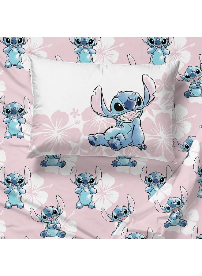 Jay Franco Disney Lilo & Stitch Twin Comforter Set - 5 Piece Bedding Includes Sheet Set & Pillow Covers - Super Soft Kids Floral Bedding