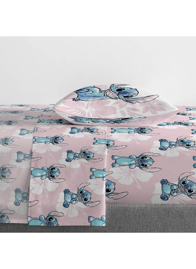 Jay Franco Disney Lilo & Stitch Twin Comforter Set - 5 Piece Bedding Includes Sheet Set & Pillow Covers - Super Soft Kids Floral Bedding