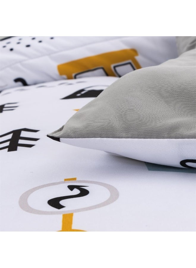 NTBED 5 Pieces Construction Truck Full Comforter Set for Boys Kids Forest Vehicles Excavator Lightweight Microfiber Bedding Sets