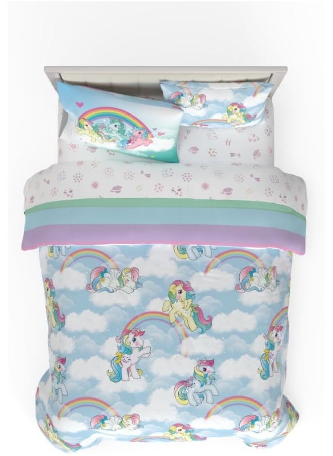 Franco Collectibles My Little Pony Classic Retro Rainbow Bedding 7 Piece Super Soft Comforter and Sheet Set with Sham, Full, (100% Official Licensed Product)