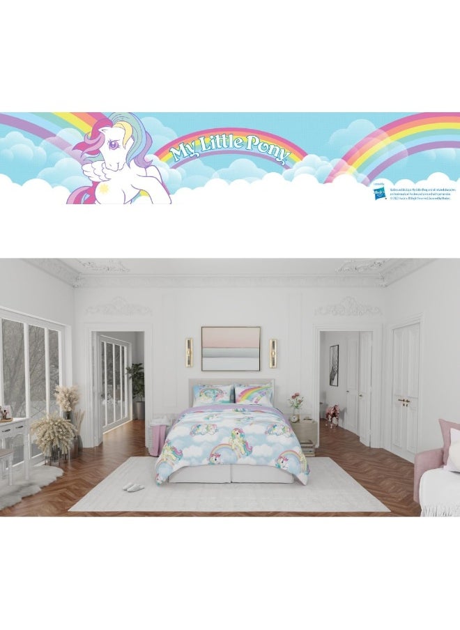 Franco Collectibles My Little Pony Classic Retro Rainbow Bedding 7 Piece Super Soft Comforter and Sheet Set with Sham, Full, (100% Official Licensed Product)