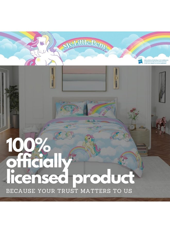 Franco Collectibles My Little Pony Classic Retro Rainbow Bedding 7 Piece Super Soft Comforter and Sheet Set with Sham, Full, (100% Official Licensed Product)