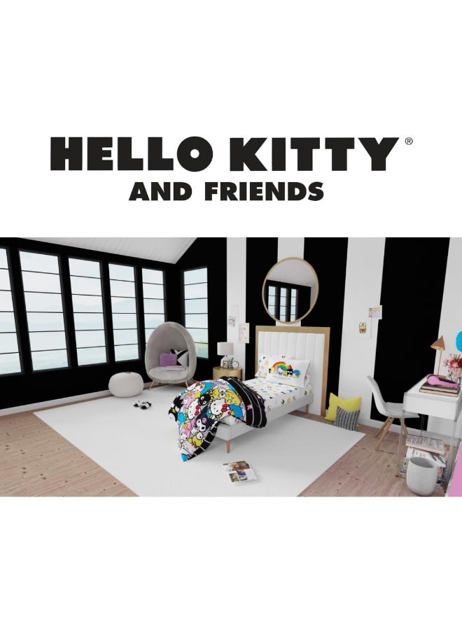 Franco Collectibles Sanrio Hello Kitty & Friends Bedding 5 Piece Super Soft Comforter and Sheet Set with Sham, Twin