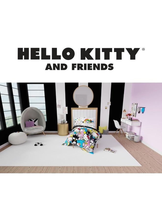 Franco Collectibles Sanrio Hello Kitty & Friends Bedding 5 Piece Super Soft Comforter and Sheet Set with Sham, Twin