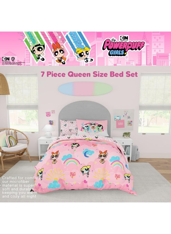 Franco Collectibles Powerpuff Girls Bedding 7 Piece Super Soft Comforter and Sheet Set with Sham, Queen