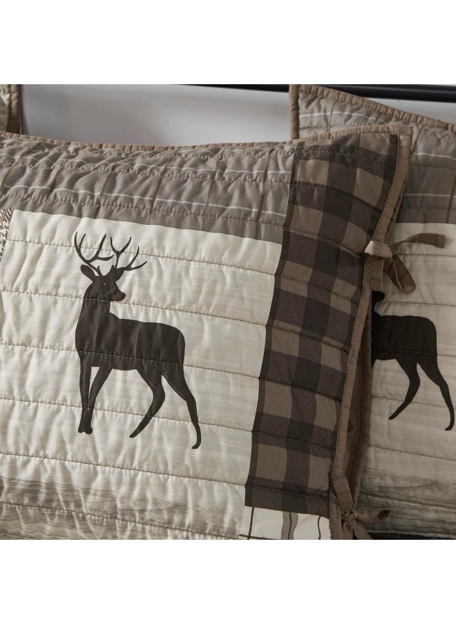 Woolrich Woodshed Daybed Cover Set - Cabin Lifestyle, Patchwork with Moose Design All Season, Lightweight and Breathable Cozy Bedding Layer with Bedskirt, Matching Shams, 39