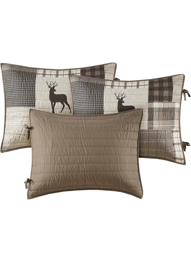 Woolrich Woodshed Daybed Cover Set - Cabin Lifestyle, Patchwork with Moose Design All Season, Lightweight and Breathable Cozy Bedding Layer with Bedskirt, Matching Shams, 39