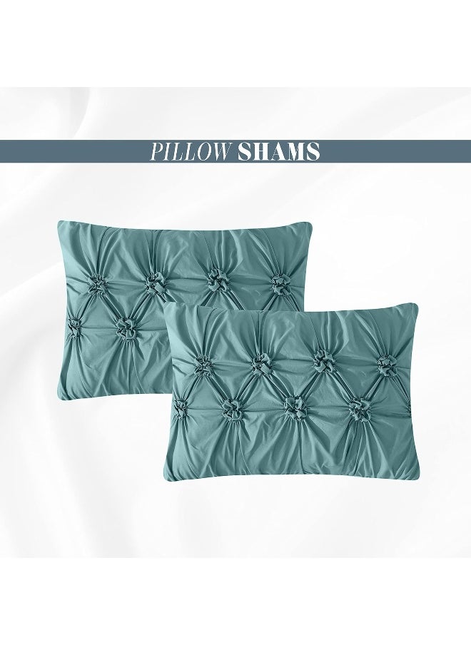 Elegant Comfort Featuring Smart Pockets, Matching Decorative Pillows, All Season Bedding, Microfiber, Mint Green, King