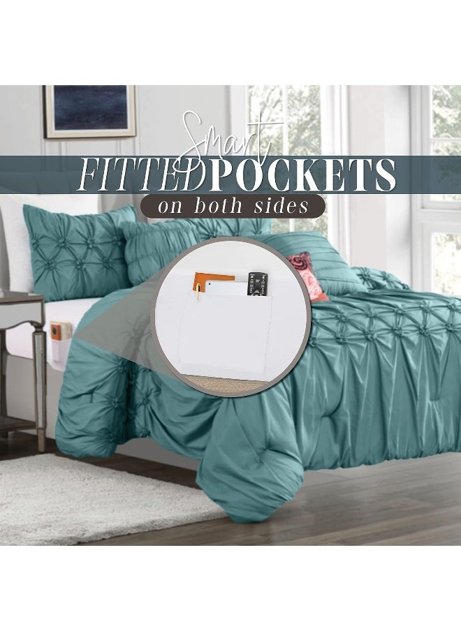 Elegant Comfort Featuring Smart Pockets, Matching Decorative Pillows, All Season Bedding, Microfiber, Mint Green, King