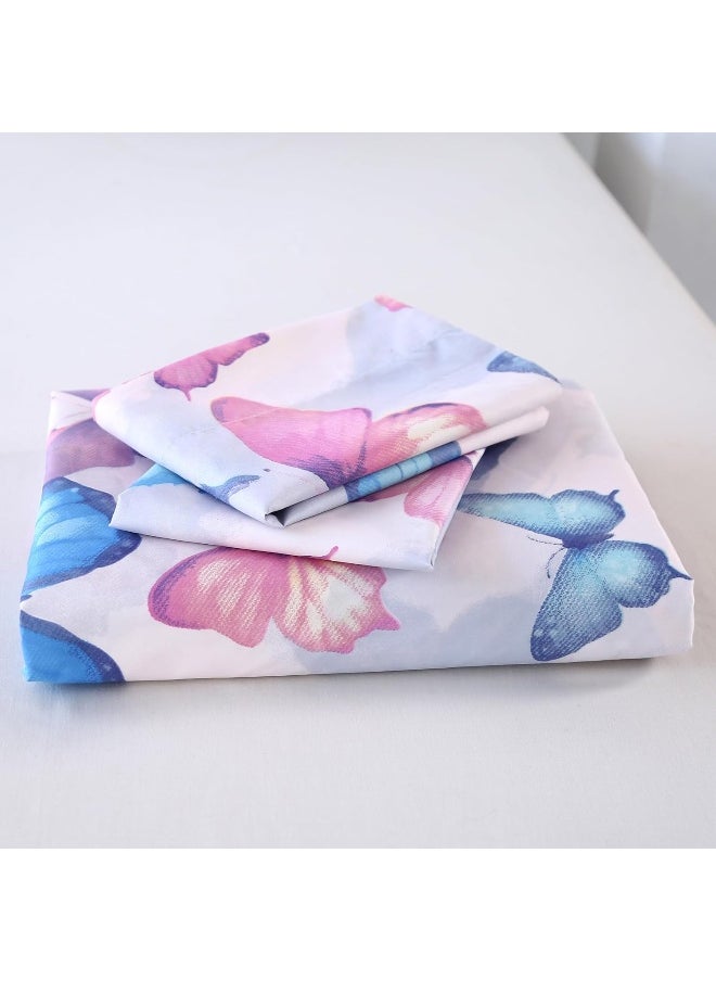 SDIII 3PCS Colorful Butterfly Twin Duvet Cover Set