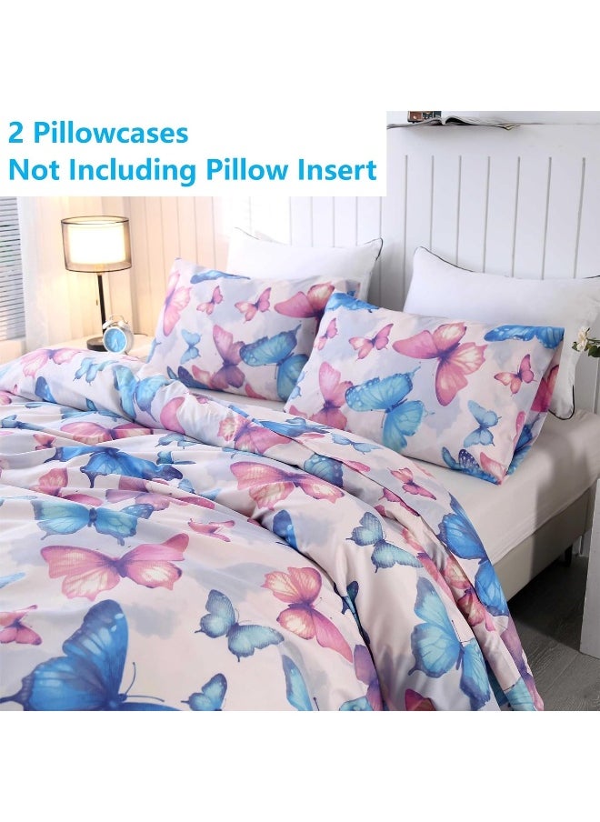 SDIII 3PCS Colorful Butterfly Twin Duvet Cover Set