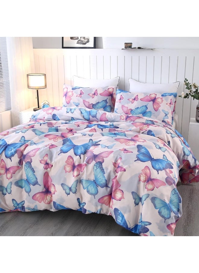 SDIII 3PCS Colorful Butterfly Twin Duvet Cover Set