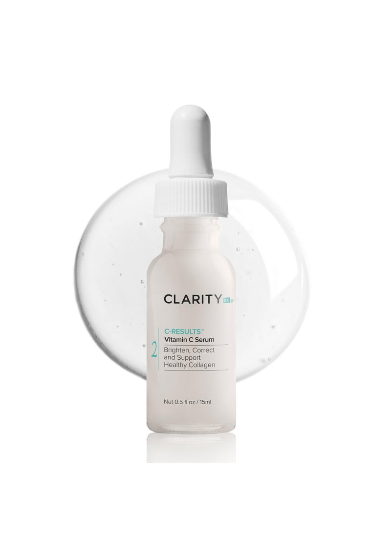 ClarityRx C-Results Vitamin C Brightening Face Serum, Natural Plant-Based Anti-Aging Facial Treatment for Dark Spots & Acne Scars (0.5 fl oz)
