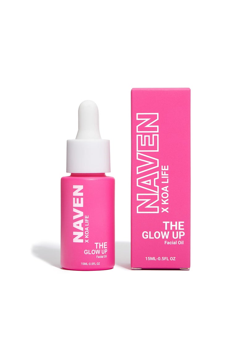 KOA LIFE X NAVEN The Glow Up - Daily Anti-Aging Facial Oil, Ultra Hydrating Face Oil, Face Moisturizer, Serums, Vegan, Chemical Free - 0.5 Fl Oz