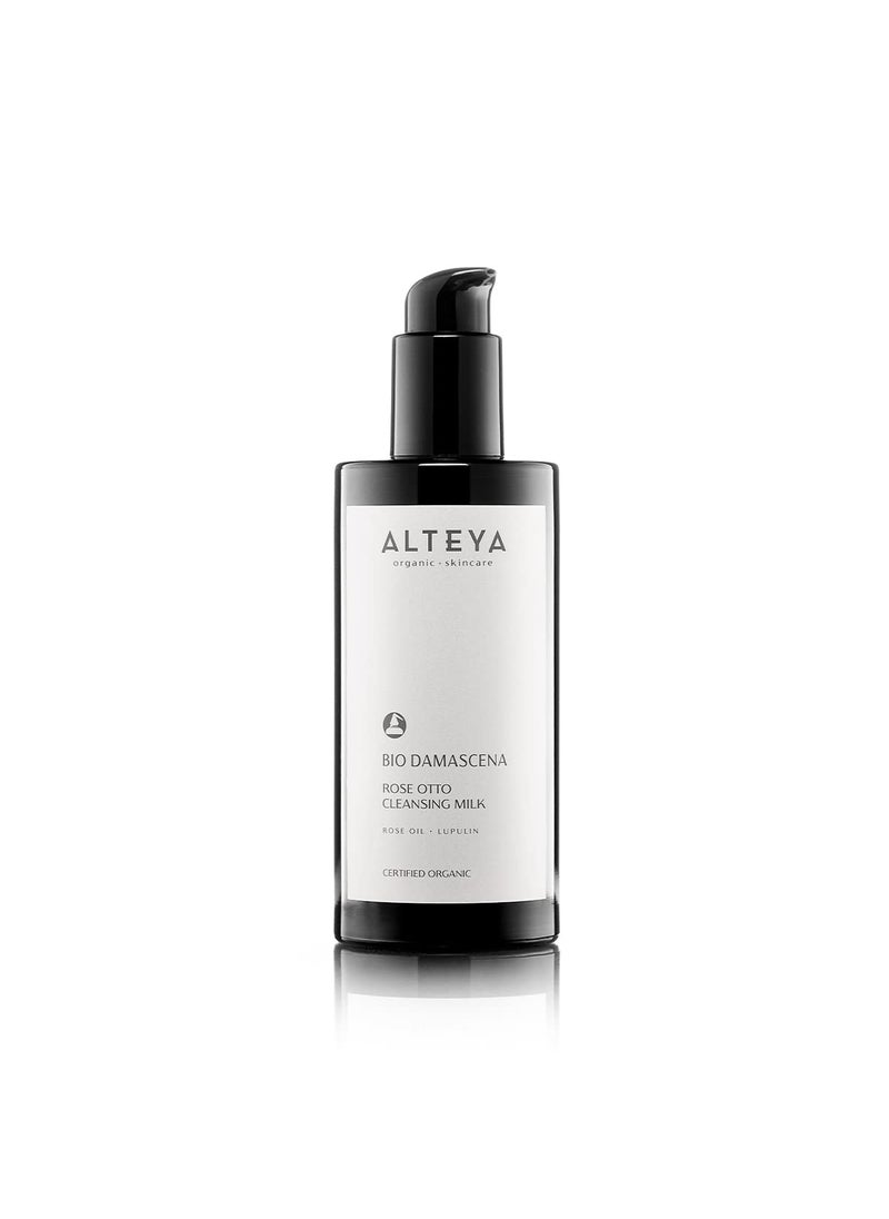 Alteya Organics Cleansing Milk Certified Organic Skin Care 6.8 Fl Oz/200 mL Bio Damascena Award-Winning Face Cleanser With Organic Bulgarian Rose Oil Purifying, Balancing and moisturizing