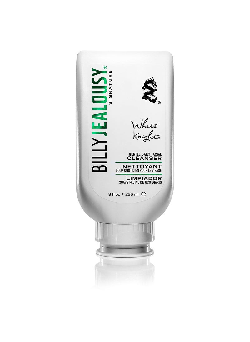 Billy Jealousy White Knight Gentle Daily Facial Cleanser with Non-Abrasive Exfoliators Ideal for All Skin Types, Men's Face Wash Formulated with Apple Amino Acids & Papaya Extract, 8 Fl Oz