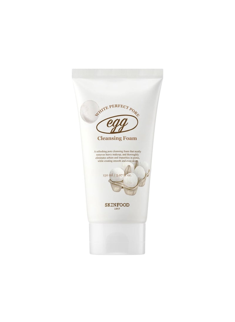 SKINFOOD Egg Perfect Pore Cleansing Foam 150ml - Egg Yolk, Albumin Contained Pore Refining Facial Foam Cleanser - Removes Impurities from Pores (5.07 fl.oz.)