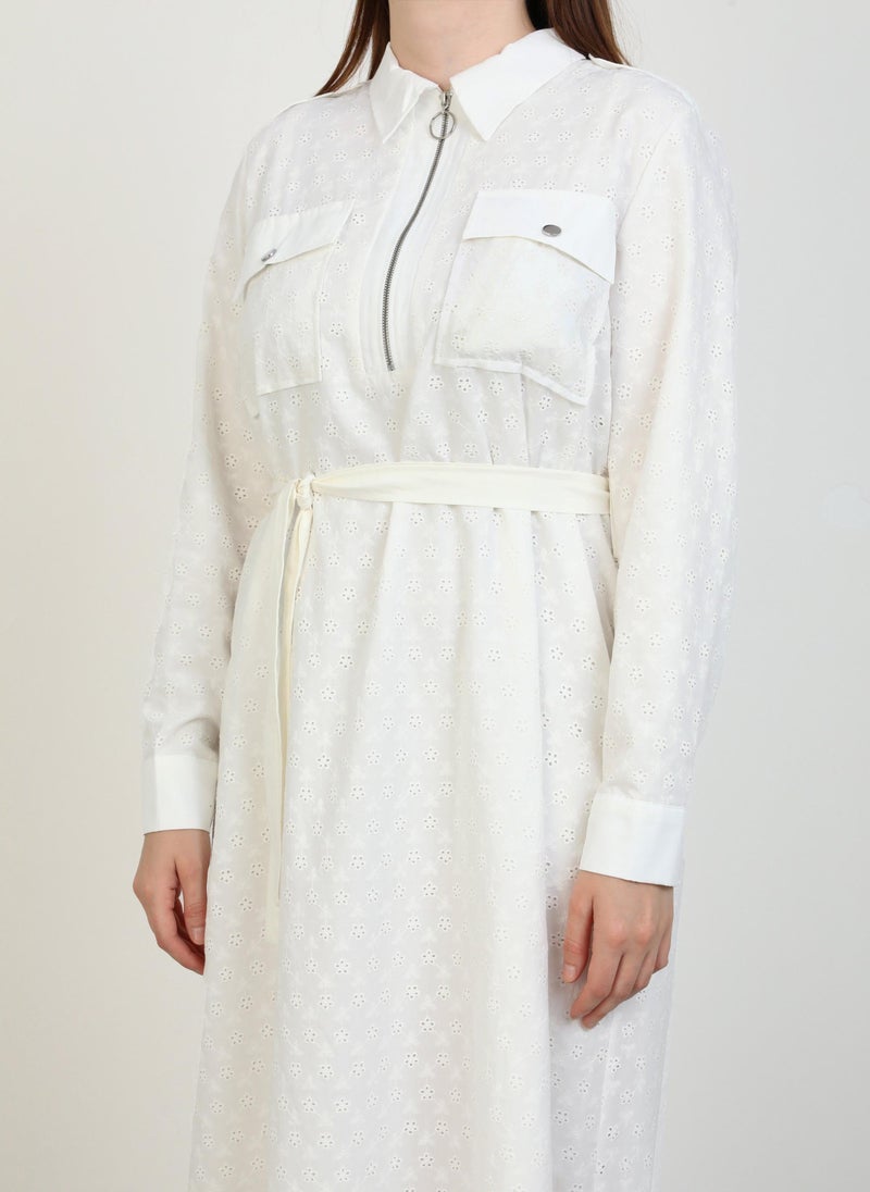 Eyelet Belted Maxi Dress