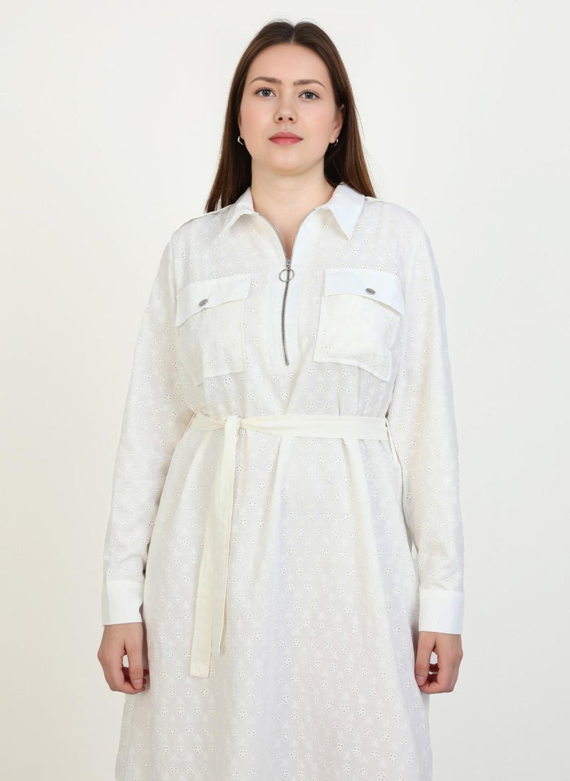 Eyelet Belted Maxi Dress