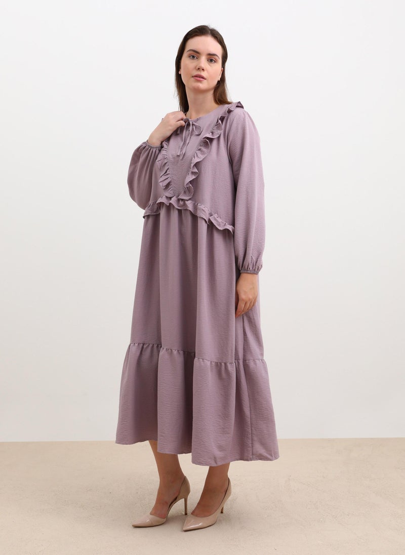 Ruffled Purple Midi Dress