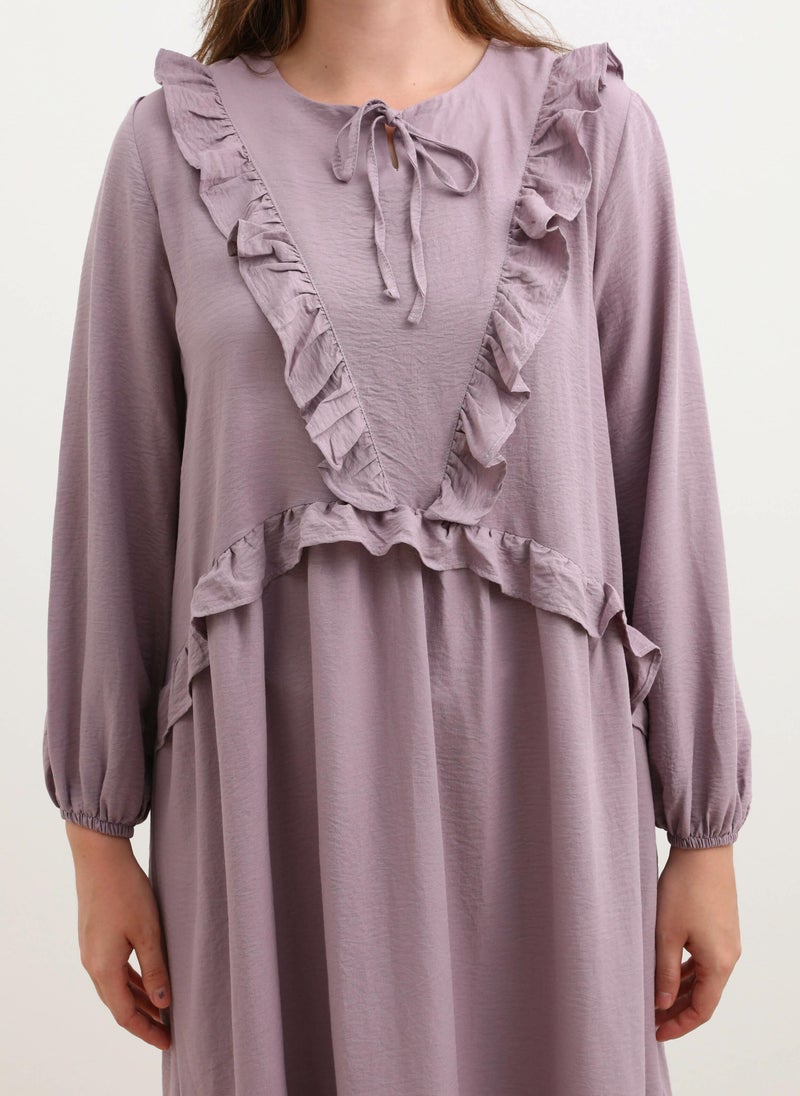 Ruffled Purple Midi Dress