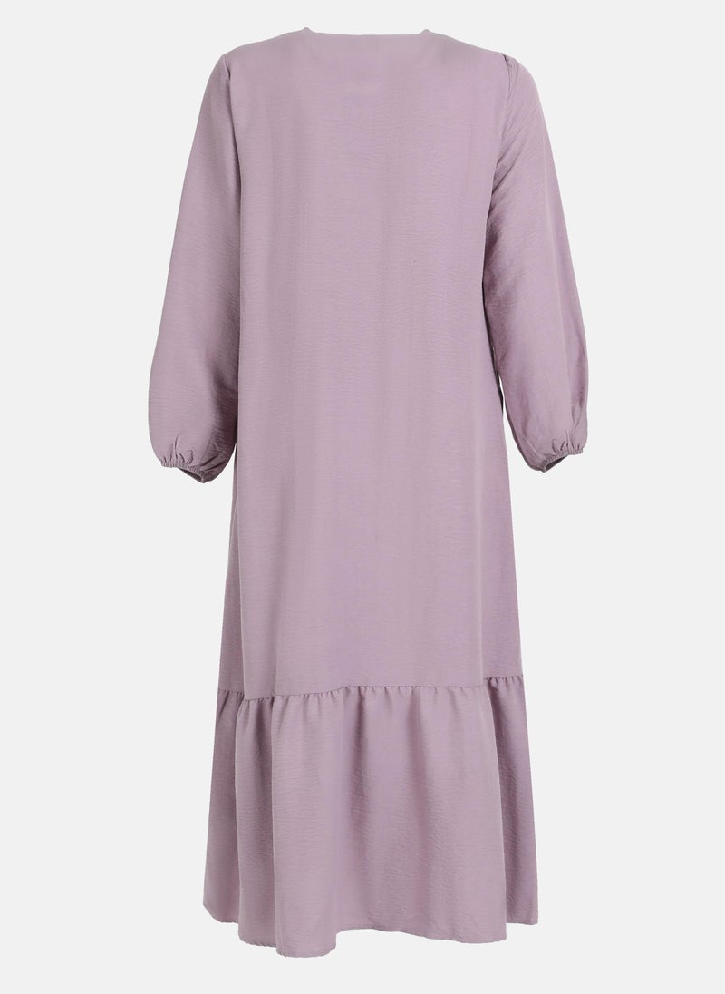 Ruffled Purple Midi Dress