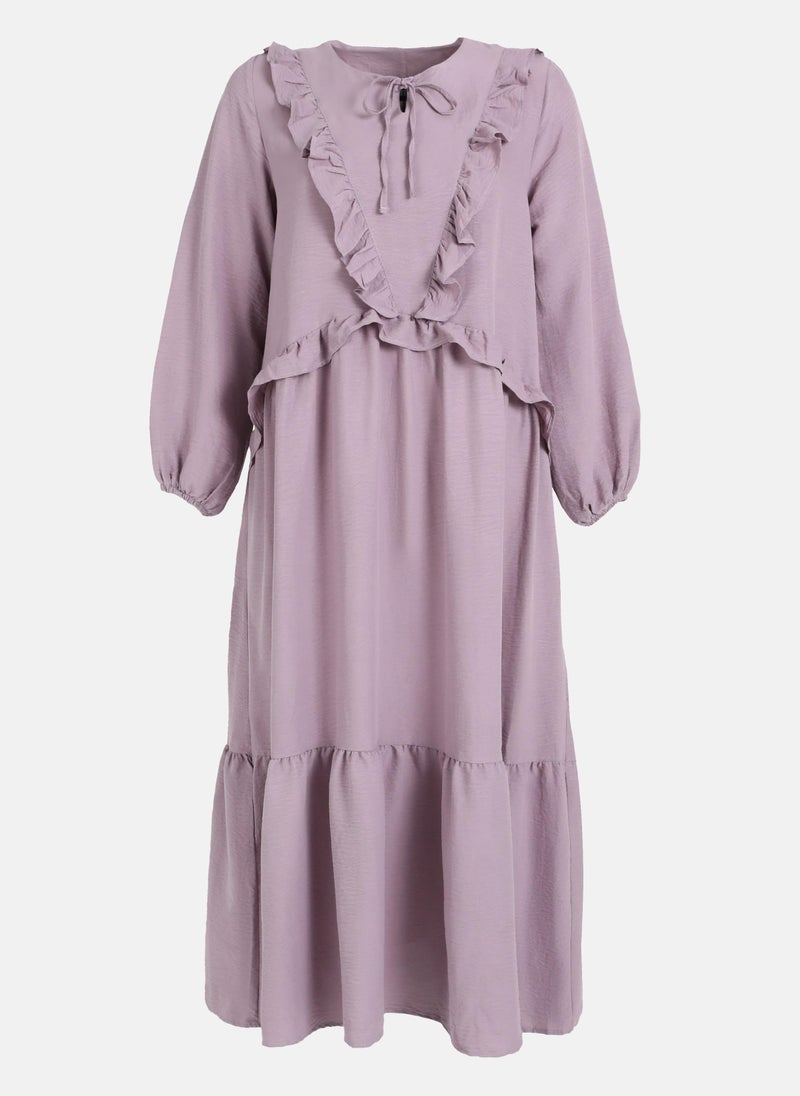 Ruffled Purple Midi Dress