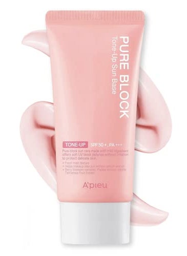 A'PIEU Pure Block Tone Up Sunscreen Base SPF50+/PA+++ 50ml | Tone-Up Reef Safe Korean Sunscreen for Makeup Base