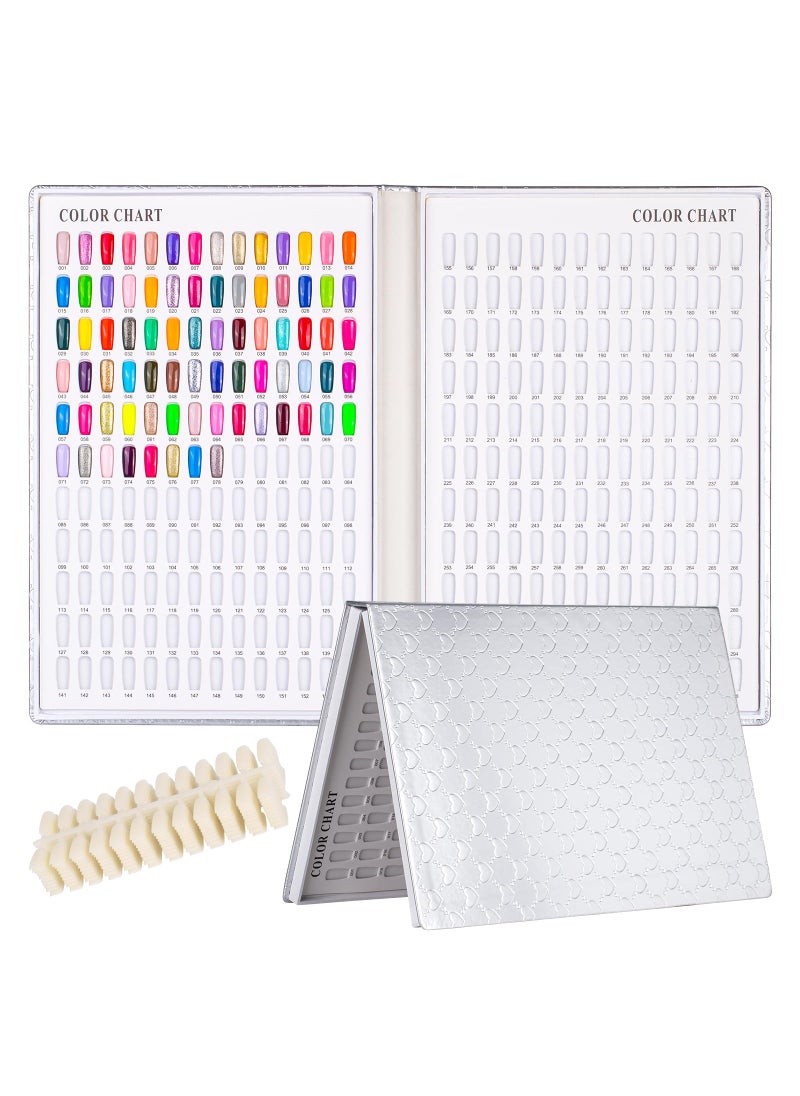 NMKL38 308 Colors Nail Gel Polish Display Book Chart Card with 360 Tips (Sliver)