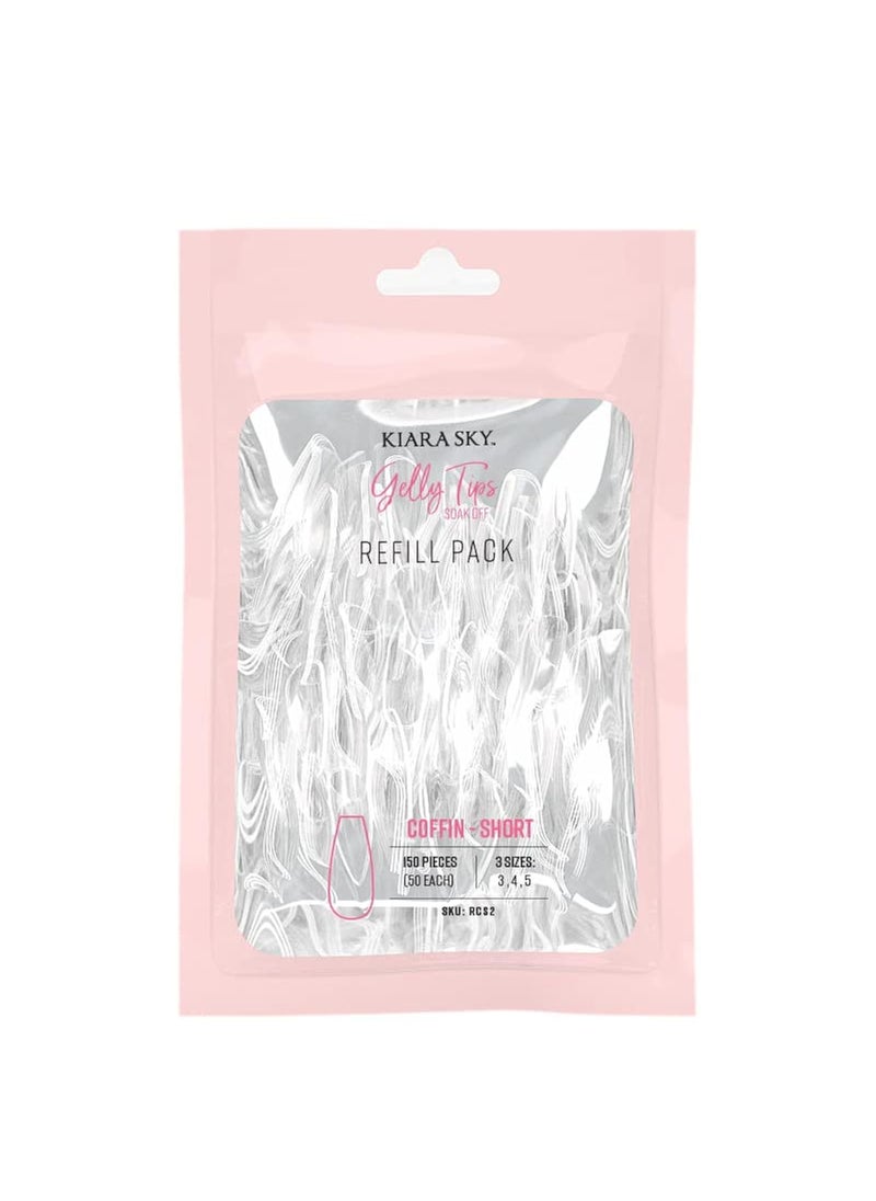 Kiara Sky Soak Off Gelly Tips Refill Pack - Coffin Shape, Short Length (Size 3, 4, 5)