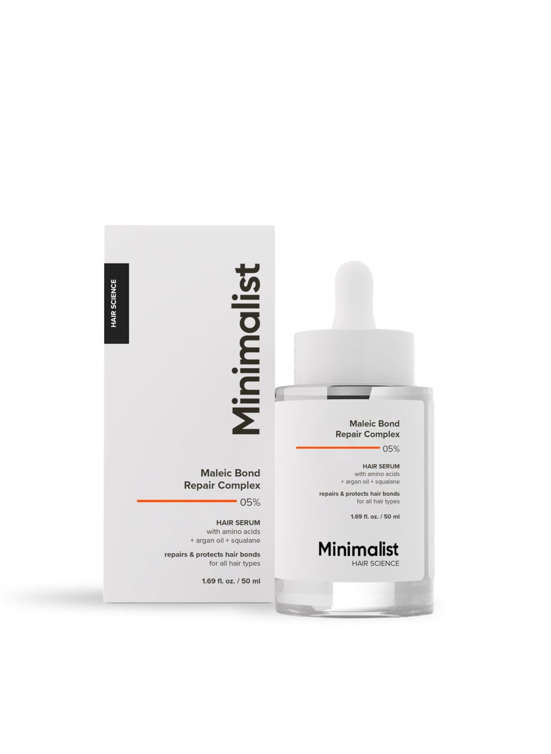Minimalist Hair Serum for Strengthening & Repairing Damaged Hair | Patent Pending Formula | Maleic Bond Repair Complex 05% | With Amino Acids, Argan Oil & Squalane | For Women & Men | 1.7 Fl Oz/ 50 ml