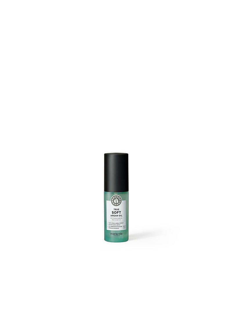 Maria Nila True Soft, Argan Oil 1.0 Fl Oz, For Dry Hair, Easily absorbed, Remoisturises & Reduces Frizz, 100% Vegan & Sulfate/Paraben free