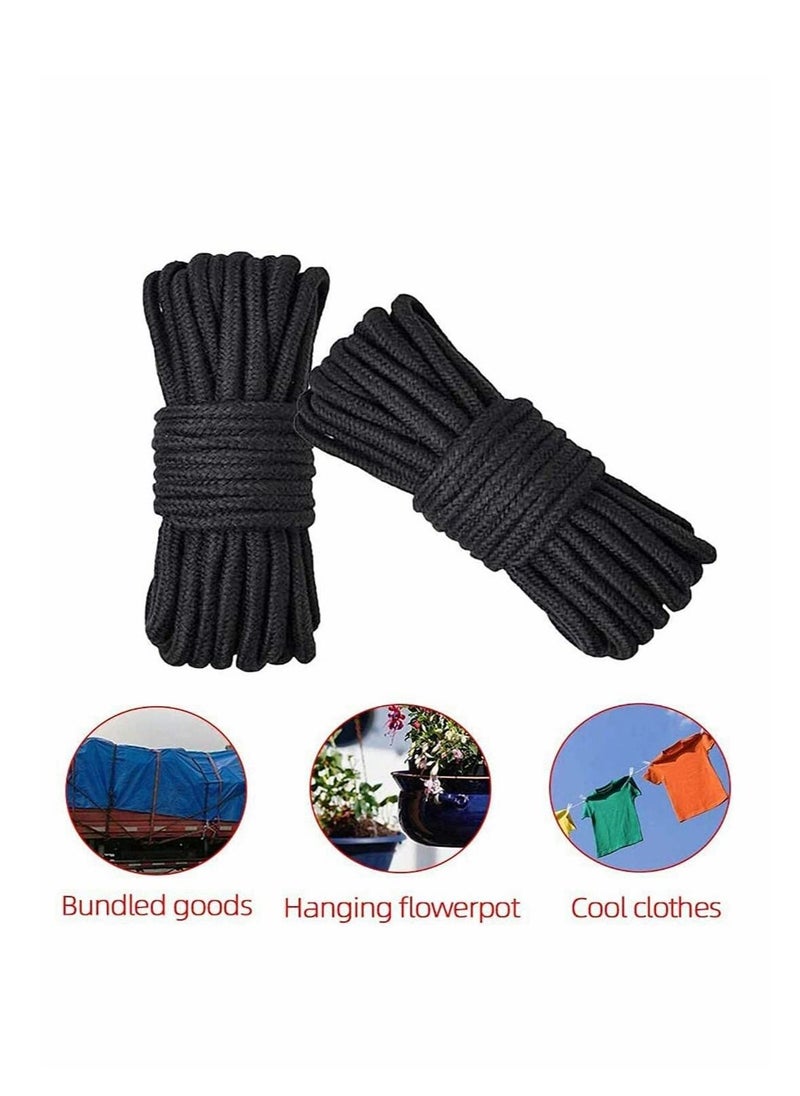 2 Roll 10M Soft Black Cotton Rope, for Wall Hanging, Decor Crafts Projects Macrame Knotting and Home Decoration