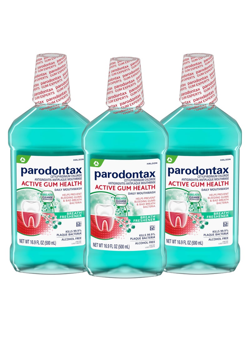 Parodontax Active Gum Health Breath Freshener Mouthwash, 3 x 16.9 fl oz