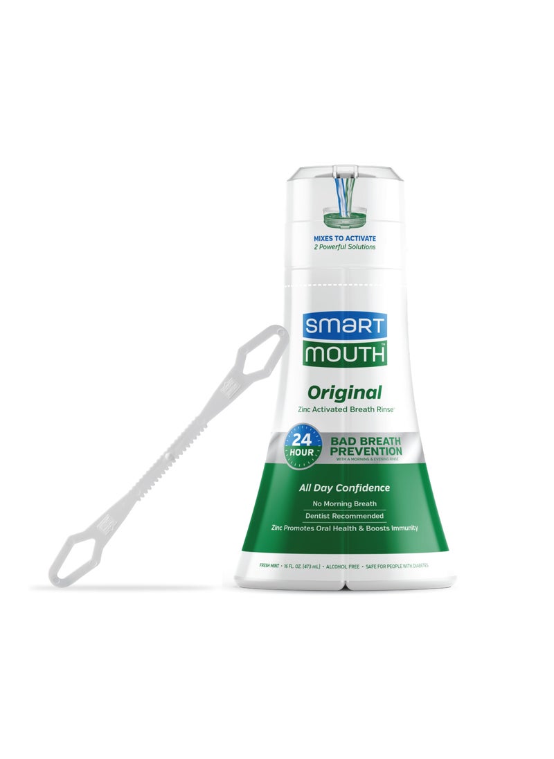 SmartMouth Original Activated Mouthwash & Tongue Cleaner, Bad Breath Support, Mint