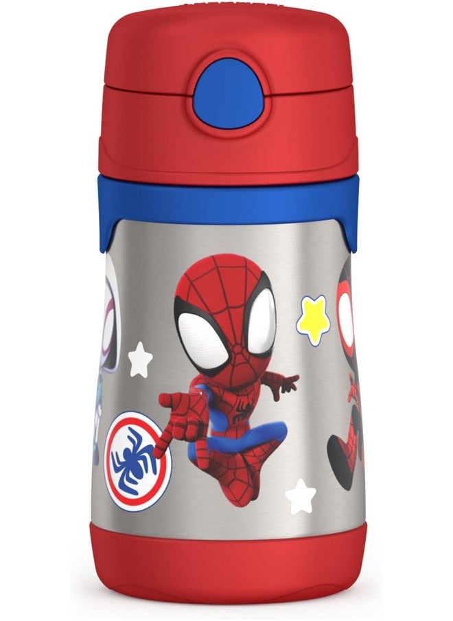 THERMOS Vacuum Insulated Stainless Steel 10oz Straw Bottle, Spidey and His Amazing Friends