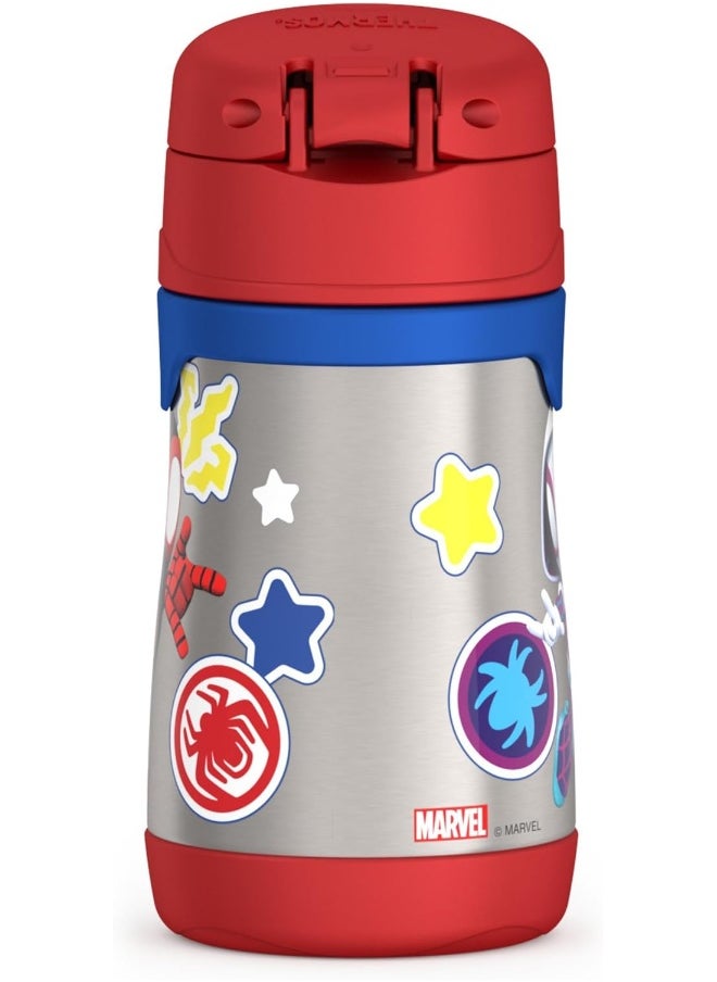 THERMOS Vacuum Insulated Stainless Steel 10oz Straw Bottle, Spidey and His Amazing Friends