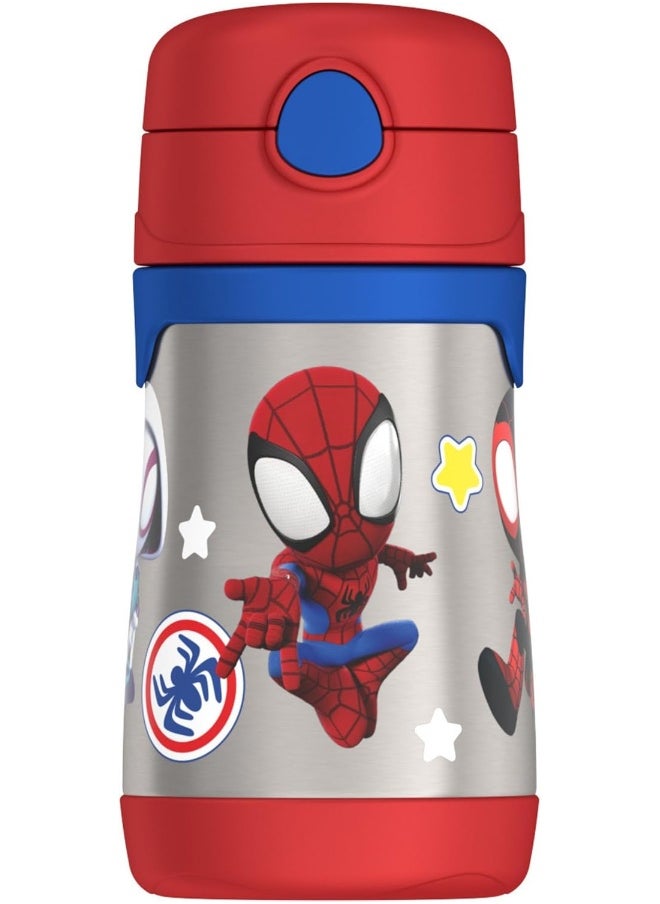 THERMOS Vacuum Insulated Stainless Steel 10oz Straw Bottle, Spidey and His Amazing Friends