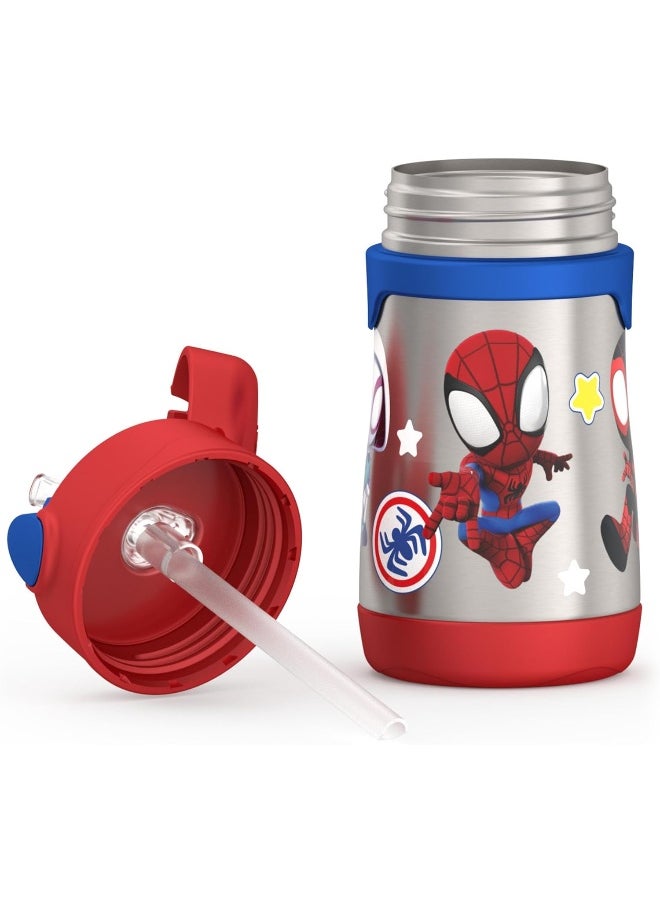 THERMOS Vacuum Insulated Stainless Steel 10oz Straw Bottle, Spidey and His Amazing Friends