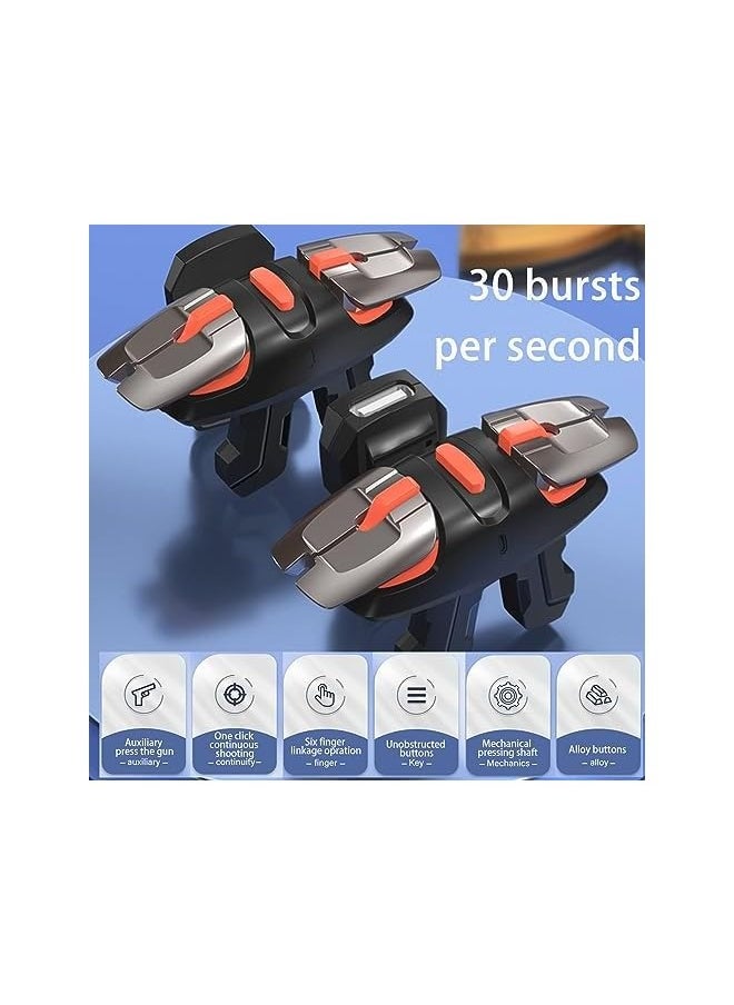 Mobile Triggers, Joystick Aim & Fire Trigger for iPhone and Android Phone, 6 Fingers Operation, Sensitive Shoot, Compatible with PUBG/Fornite/Call of Duty/Rules of Survival/Knives Out (Brown)(2 Pack)