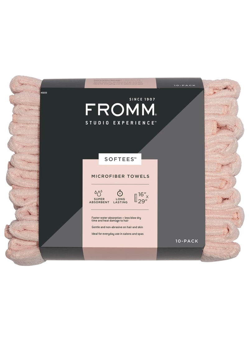 Fromm Softees Microfiber Salon Hair Towels for Hairstylists, Barbers, Spa, Gym in Light Pink, 16