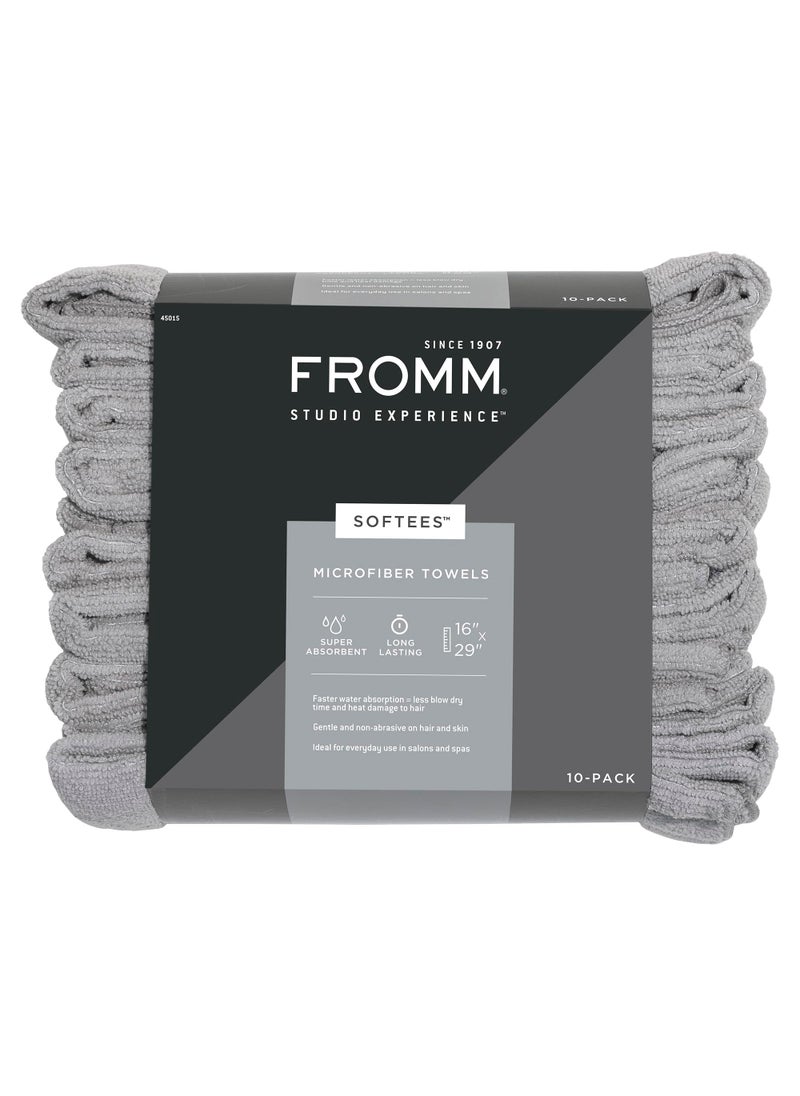 Fromm Softees Microfiber Salon Hair Towels for Hairstylists, Barbers, Spa, Gym in Grey, 16