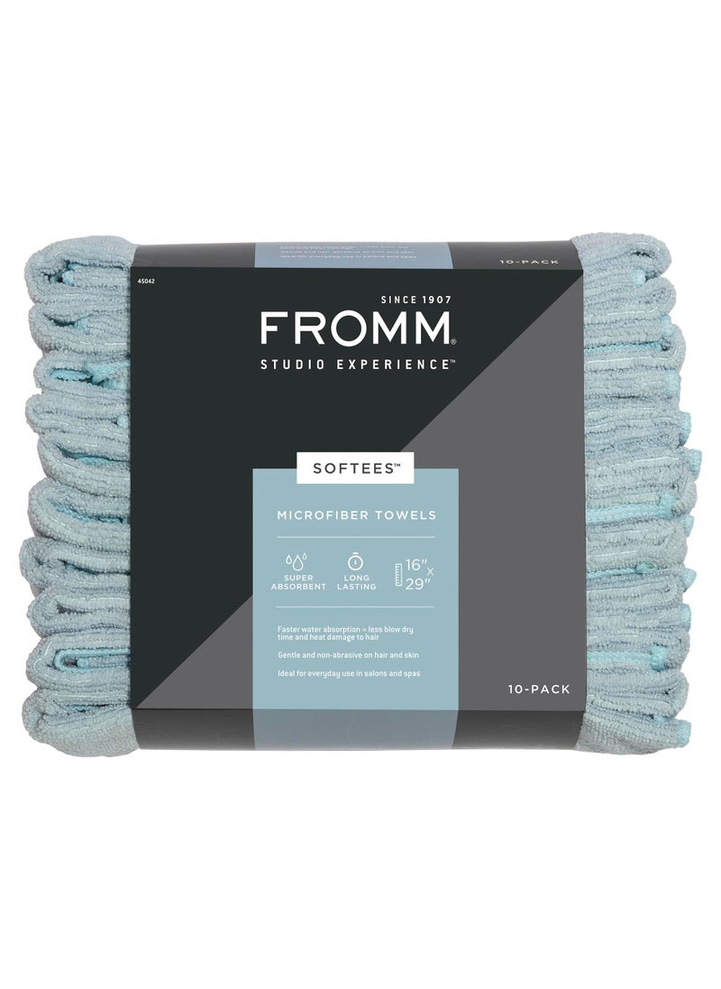 Fromm Softees Microfiber Salon Hair Towels for Hairstylists, Barbers, Spa, Gym in Aqua, 16