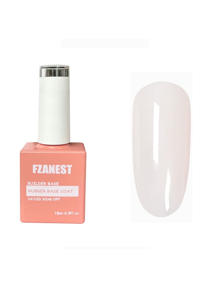 FZANEST Rubber Base Gel For NailsBuilder Base Gel Nail Polish Sheer Jelly Cream White ColorElastic Rubber Base CoatNail Strengthener Extension Gel in a Bottle 15ml