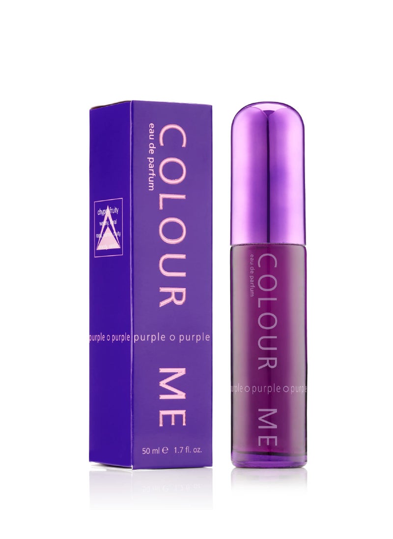 COLOUR ME Purple by Milton-Lloyd - Perfume for Women - Chypre Fruity Scent - Bergamot and Watermelon Notes - Blended with Rose, Patchouli, and Jasmine - for Elegant Ladies - 1.7 oz EDP Spray
