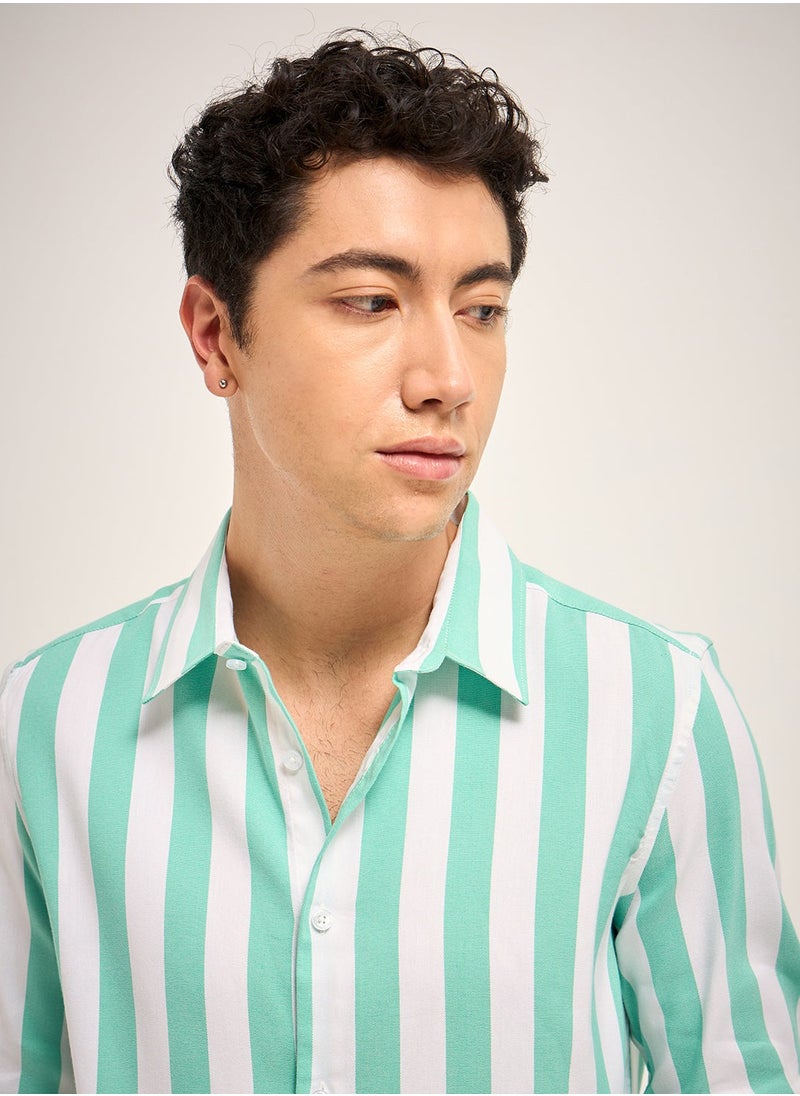 Cotton Blend Shirt for Men | Slim Fit, Long Sleeve, Casual or Formal Button-Down | Soft, Breathable Fabric for Work, Everyday, & All-Season Wear in Stylish