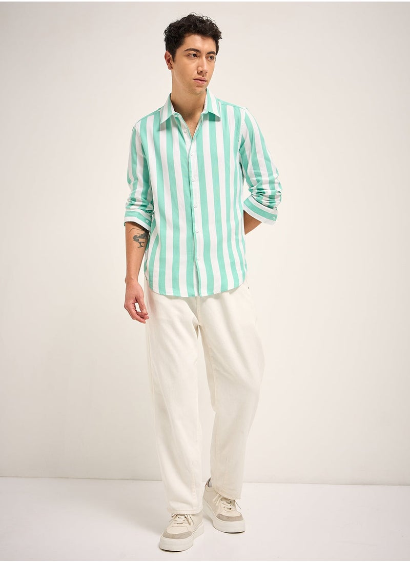 Cotton Blend Shirt for Men | Slim Fit, Long Sleeve, Casual or Formal Button-Down | Soft, Breathable Fabric for Work, Everyday, & All-Season Wear in Stylish