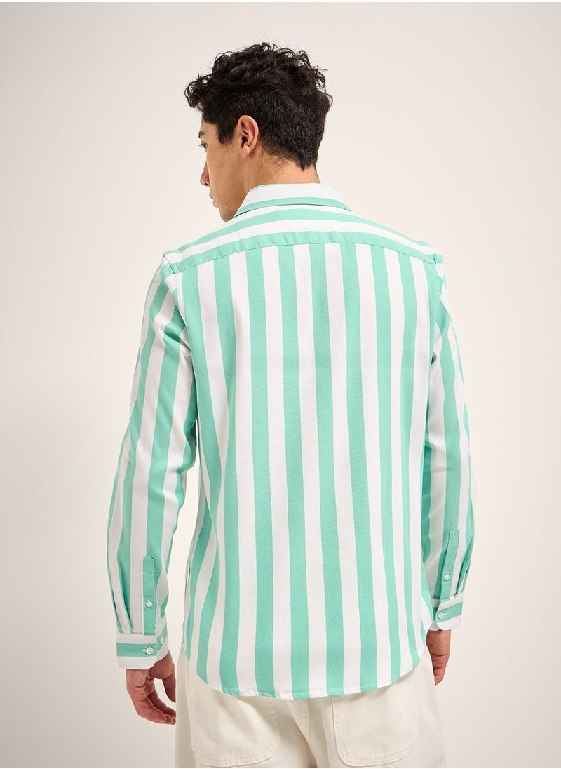 Cotton Blend Shirt for Men | Slim Fit, Long Sleeve, Casual or Formal Button-Down | Soft, Breathable Fabric for Work, Everyday, & All-Season Wear in Stylish