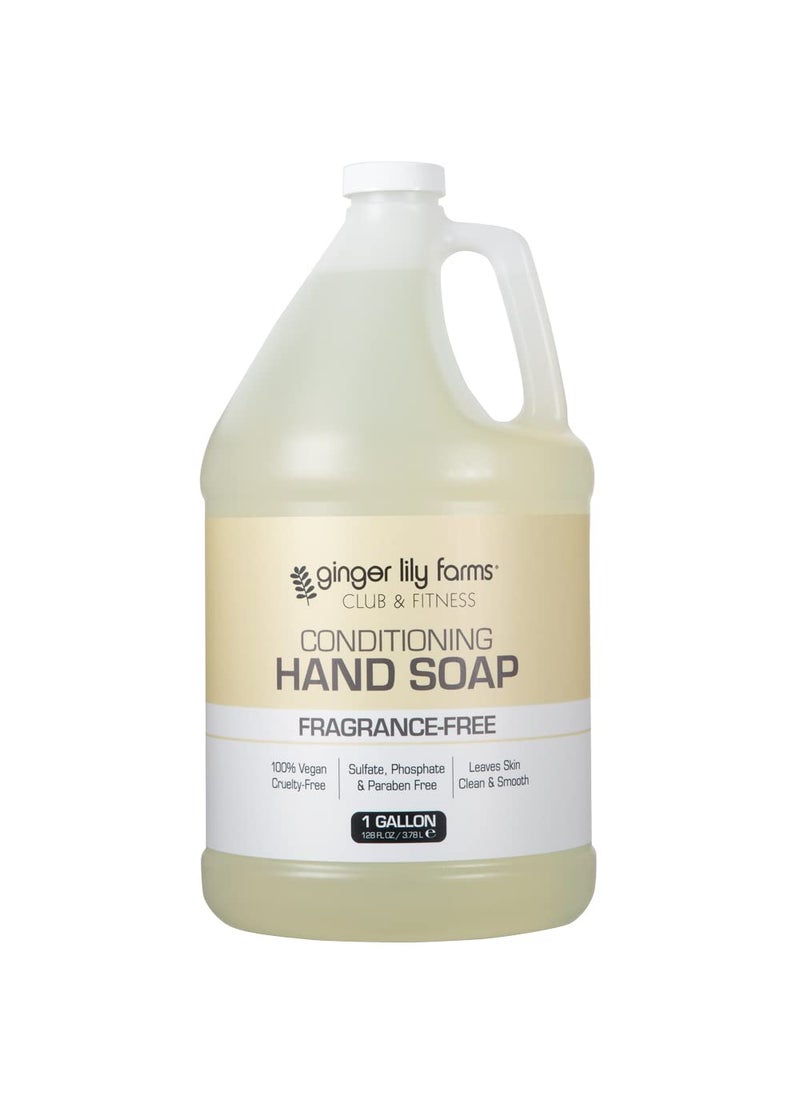 Ginger Lily Farms Club & Fitness Conditioning Liquid Hand Soap Refill, 100% Vegan & Cruelty-Free, Fragrance Free, 1 Gallon (128 fl oz)