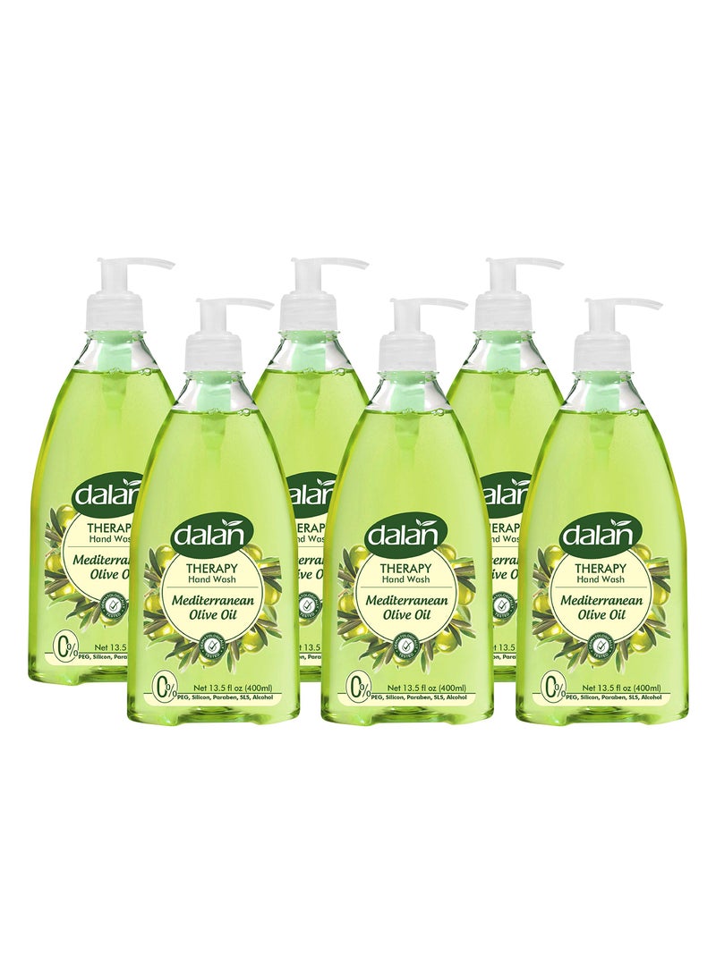 Dalan Therapy Mediterranean Olive Oil Ultra Moisturizing Liquid Hand Soap for Normal and Dry Hands Fresh Clean and Soft Feeling (13.5 Fl Oz / 400 mL (Pack of 6))